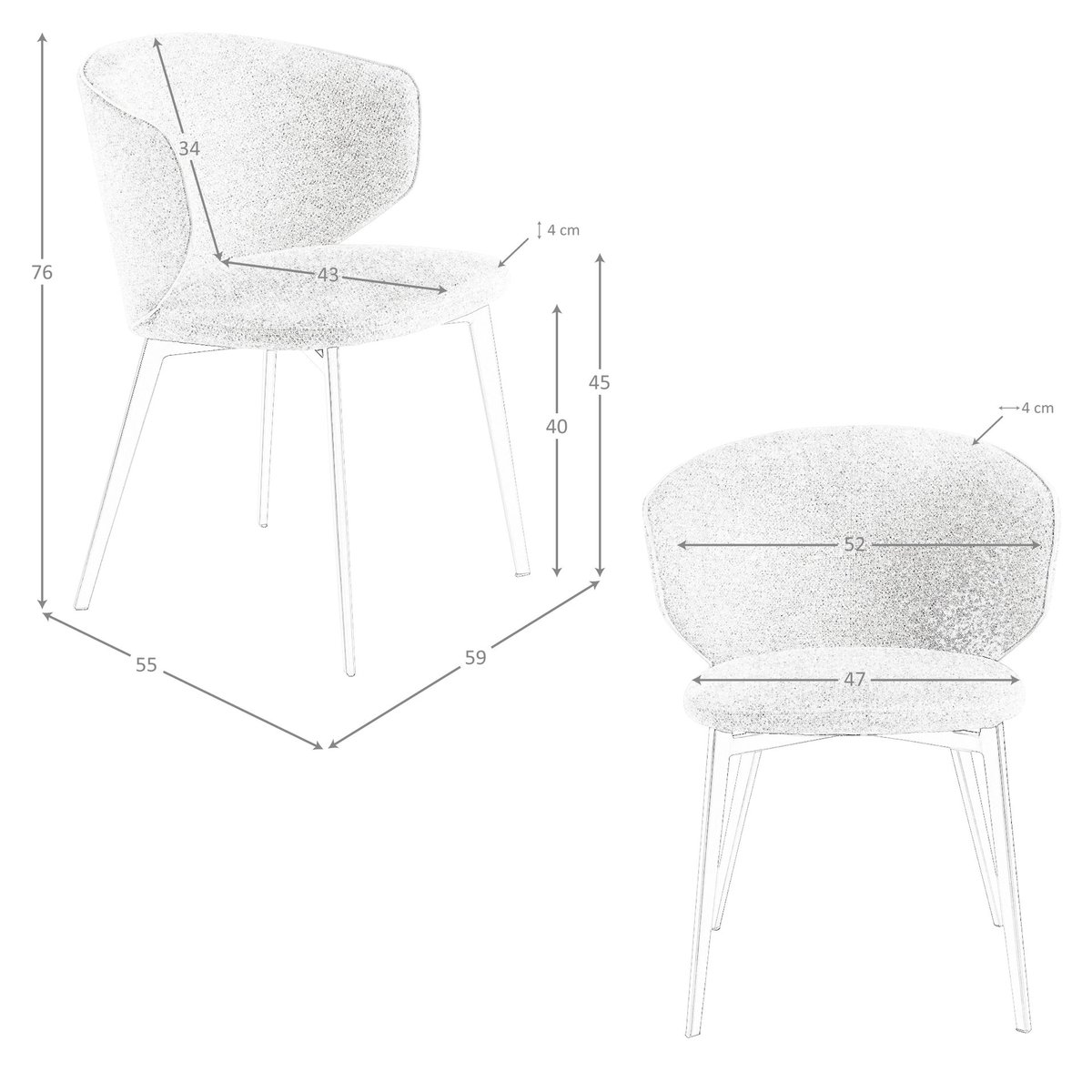 Chaise en tissu marbré marron marbré | gris anthracite, ANGEL CERDA