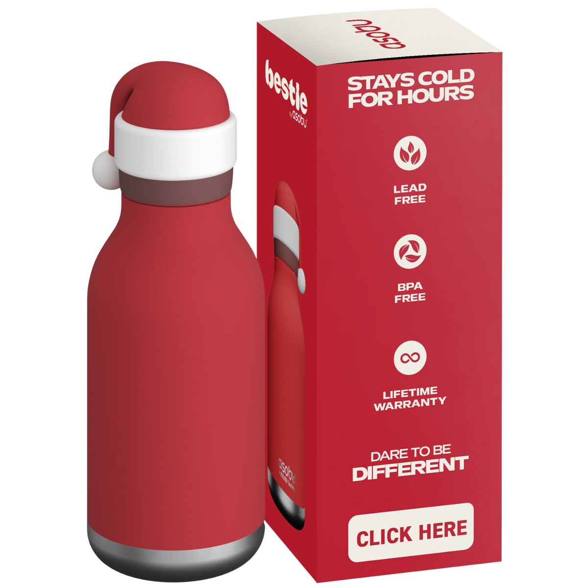 Gourde isotherme Bestie rouge, blanc, ASOBU