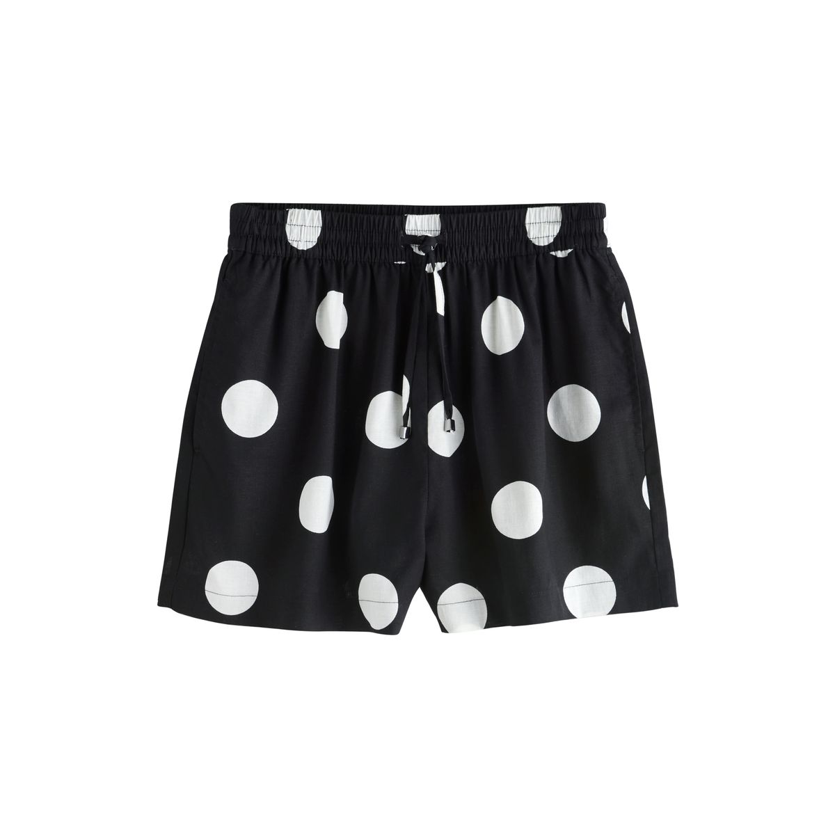 Short en lin mélangé noir/pois blancs, NEXT