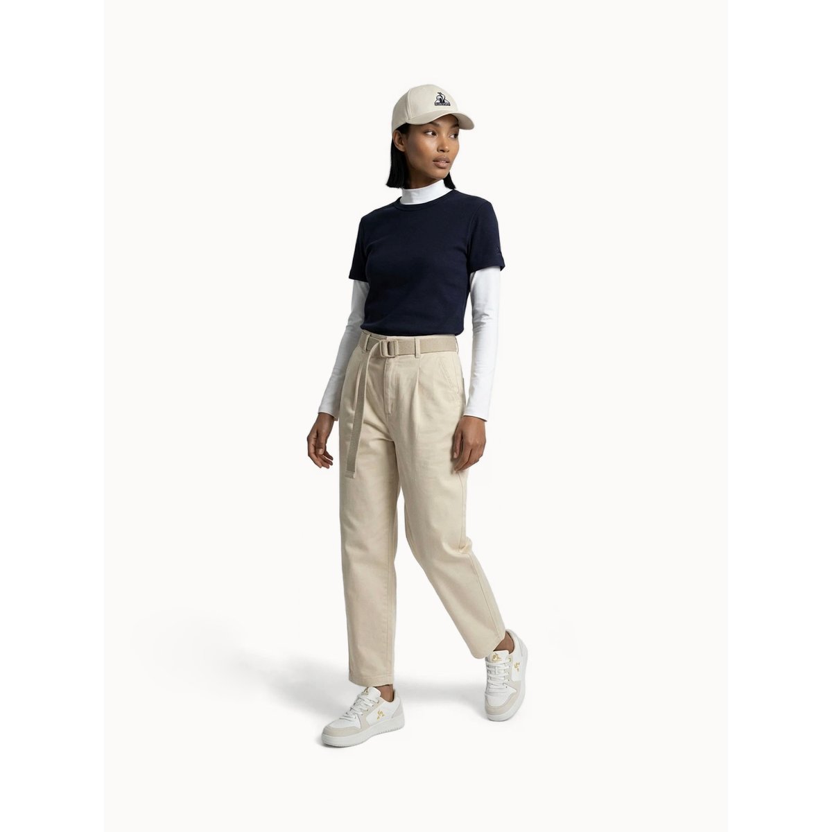 T-shirt crop Essentiel en jersey côtelé Essentiels ton/ton sky captain, LE COQ SPORTIF