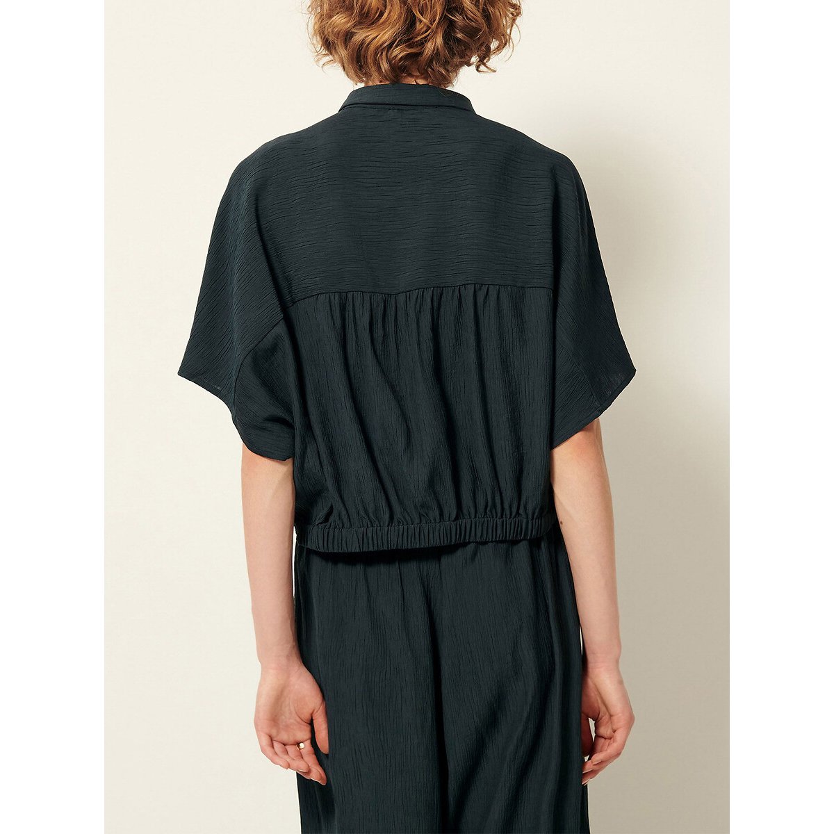 Chemise courte nouée en crépon, à manches courtes, ALFASSA 90009913, SESSUN