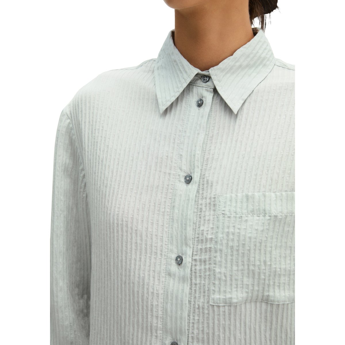 Chemisier à rayures oversize en mélange de TENCEL™ Modal gris, MARC O'POLO