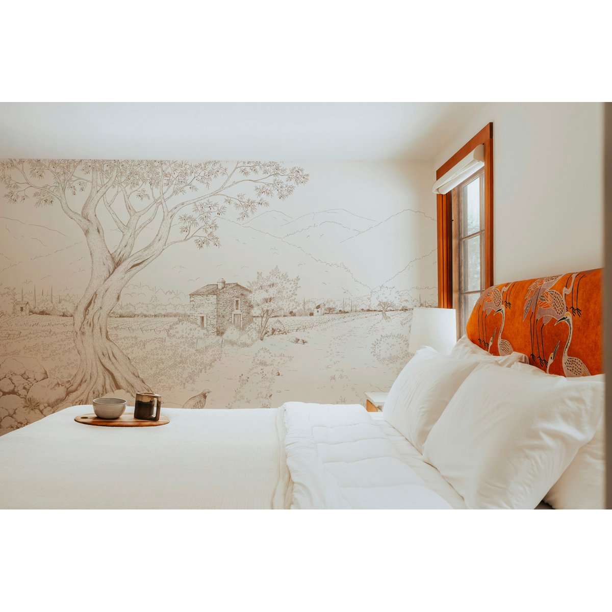 Papier peint Promenade dans les vignes, Vert 225 x 250cm brun, ACTE DECO