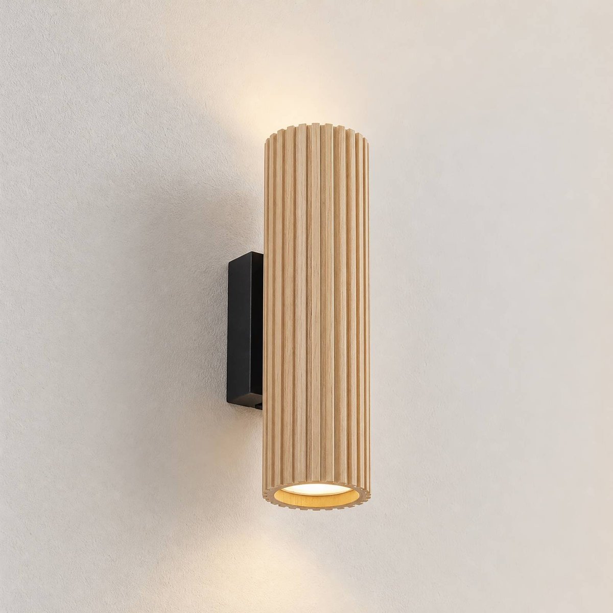 Applique en bois moderne, Stralino couleur bois, noir, LINDBY