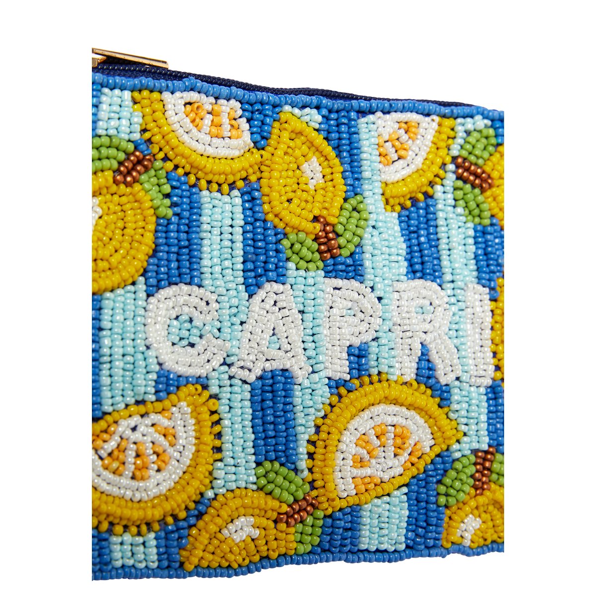Pochette perlée à motif citron IRENE bleu vif, ETAM