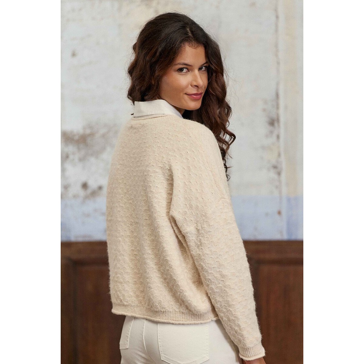 Mossy Detailed Knit Crew Neck Jumper light beige, LA PETITE ETOILE