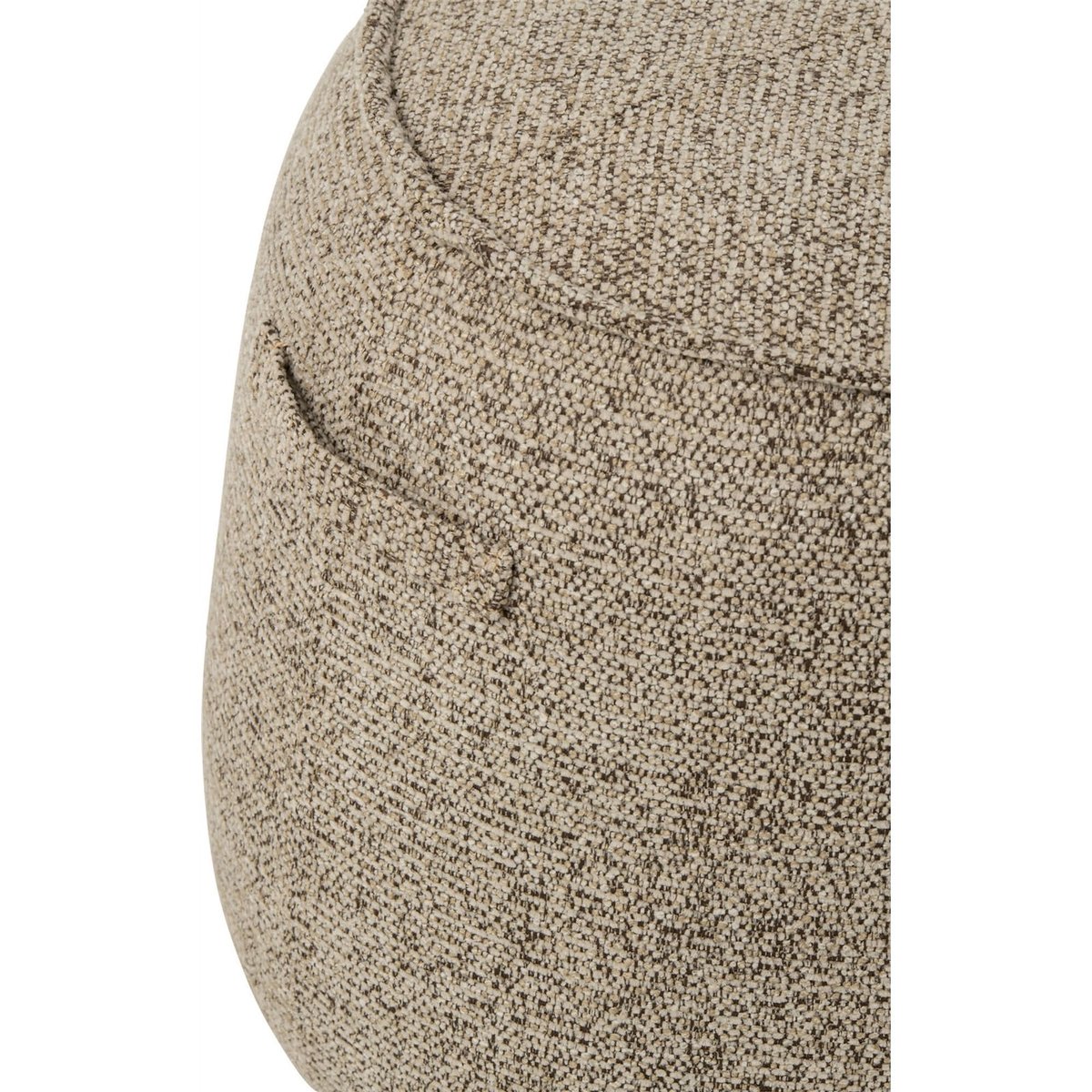 Pouf rond en tissu texturé marron et écru, RECOLLECTION
