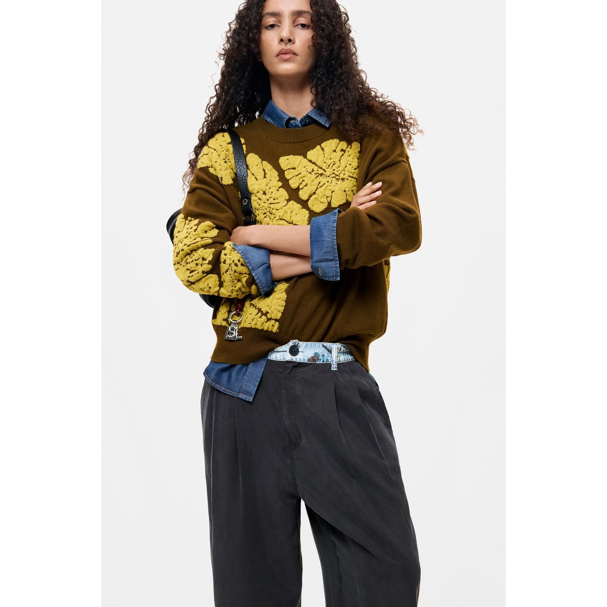 Pantalon tailleur en lyocell noir, DESIGUAL