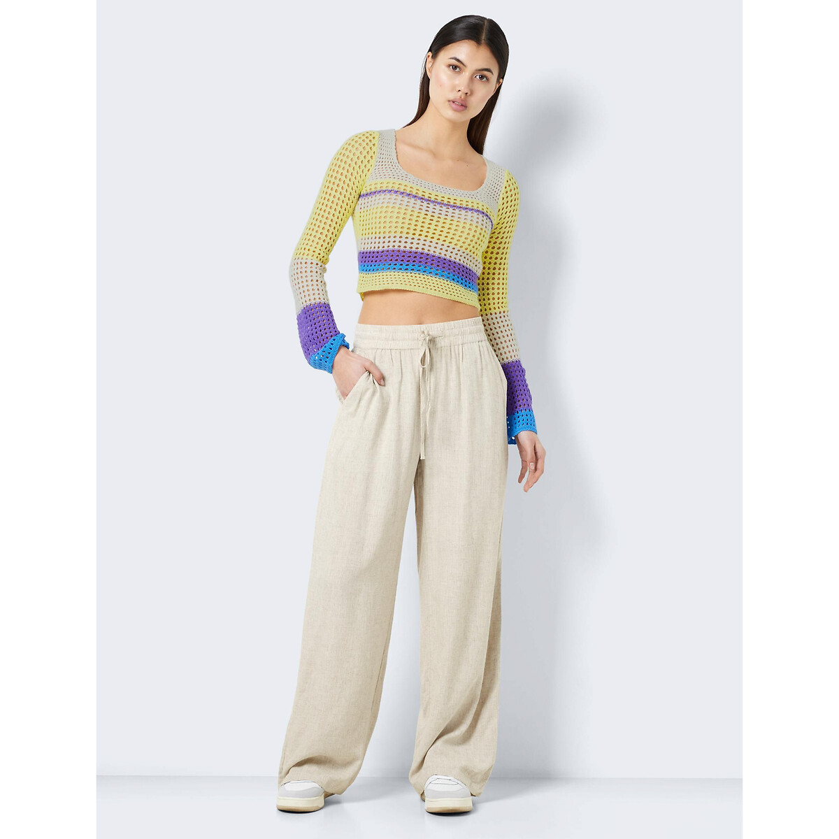 Pantalon large, taille standard beige clair, NOISY MAY