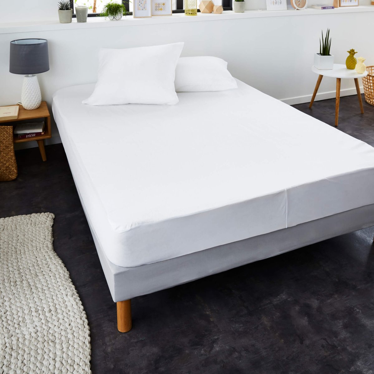Protège matelas imperméable antiacariens blanc, SWEET HOME