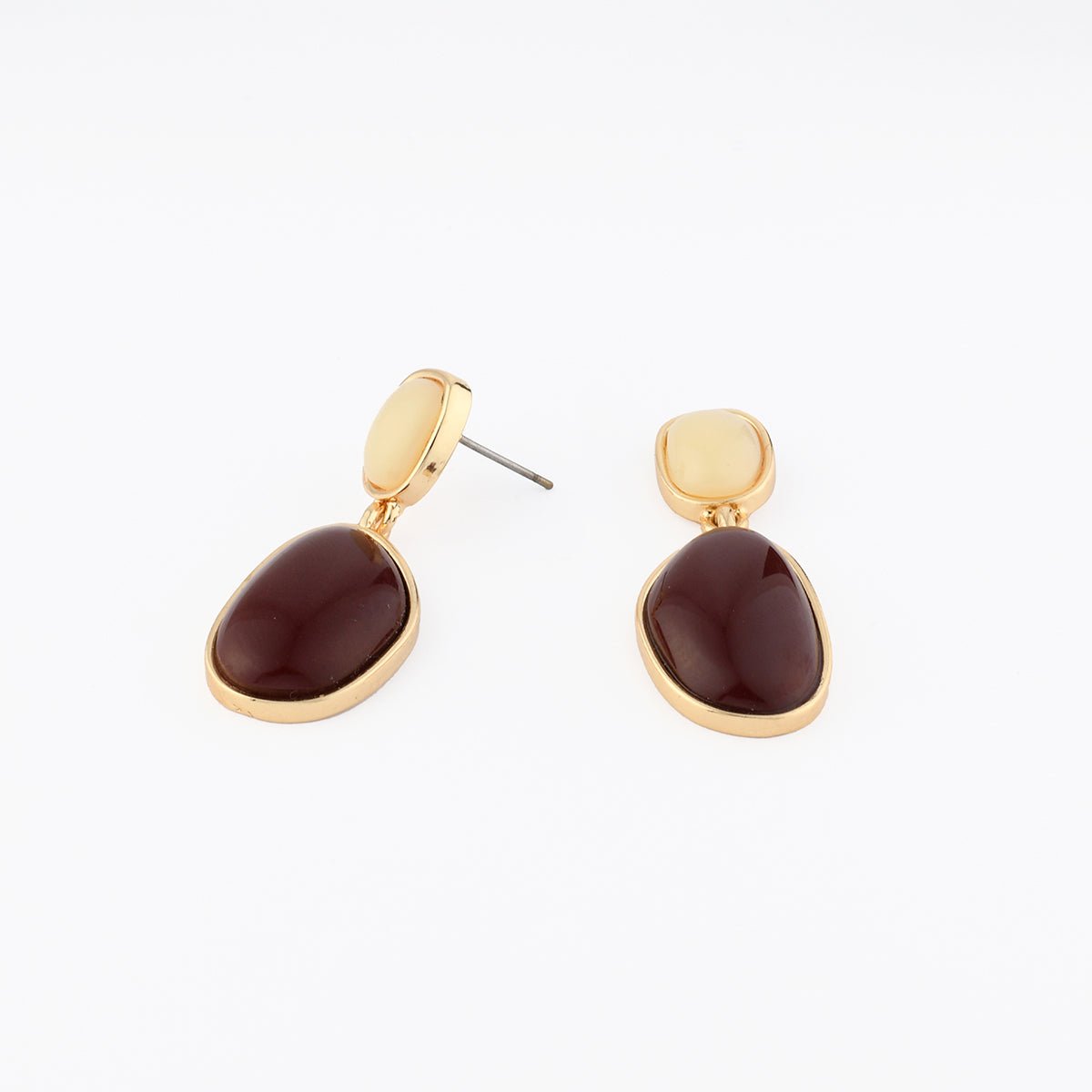 Boucles d'oreilles pendantes ivoire et marron marron, BALABOOSTE