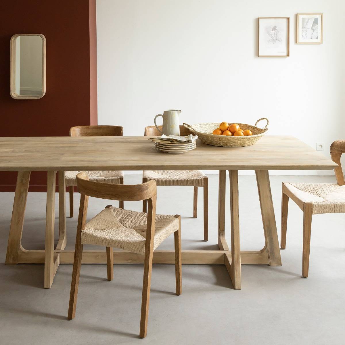 Table à manger en bois de manguier ANASTASIA bois clair, MADE IN MEUBLES