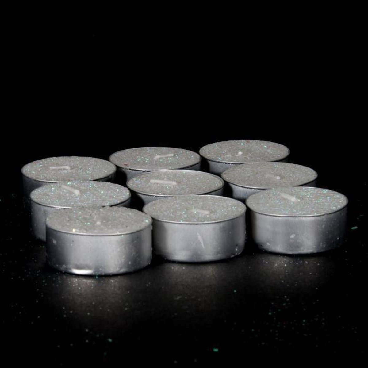 Lot de 9 bougies chauffe-plat pailletées 12 g blanc, FEERIC LIGHTS & CHRISTMAS