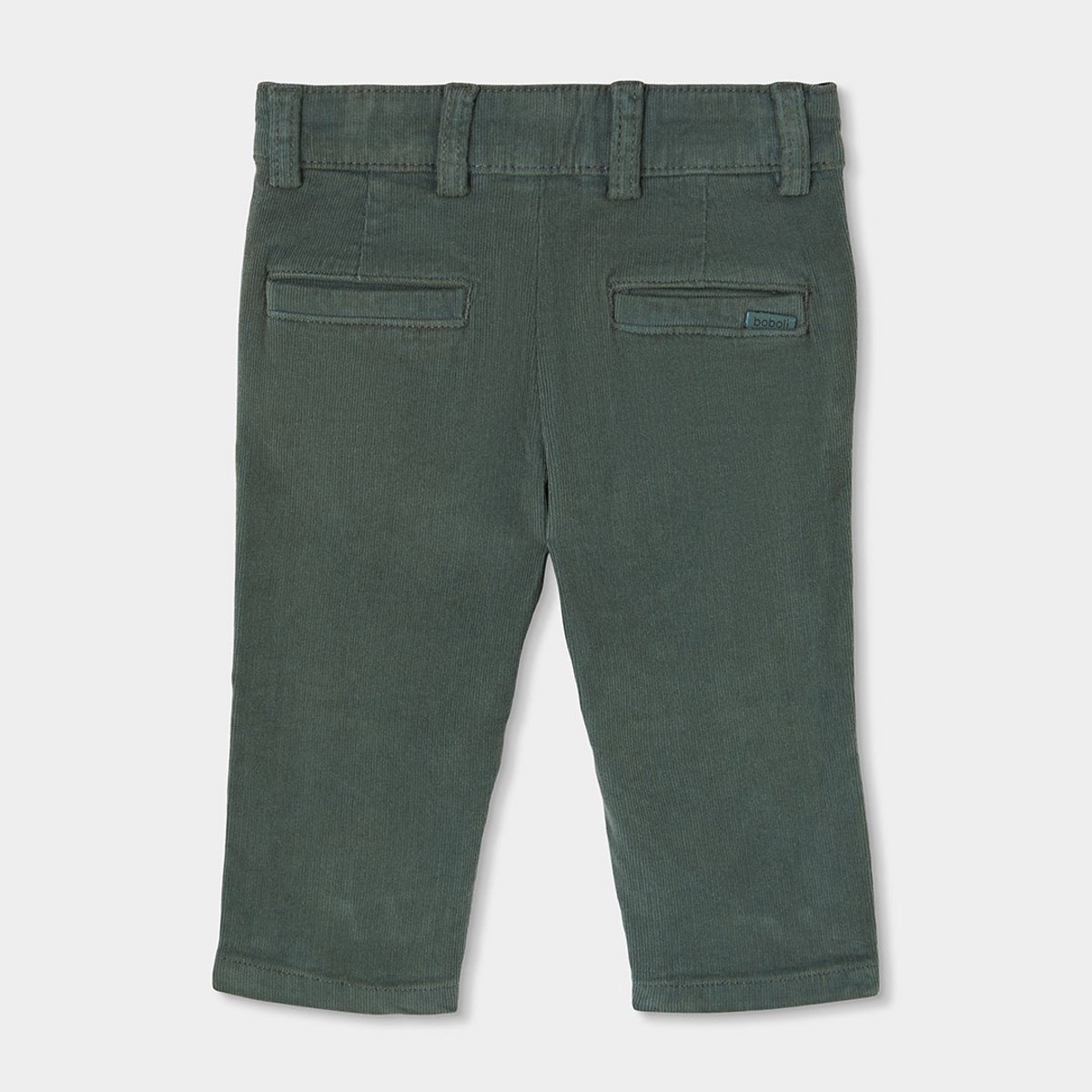 Pantalon garçon en velours côtelé fin vert, BOBOLI