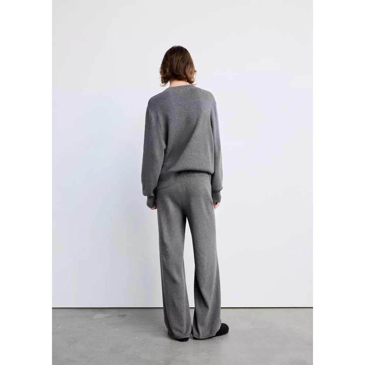 Pantalon droit en 100 % coton doux gris, MANGO