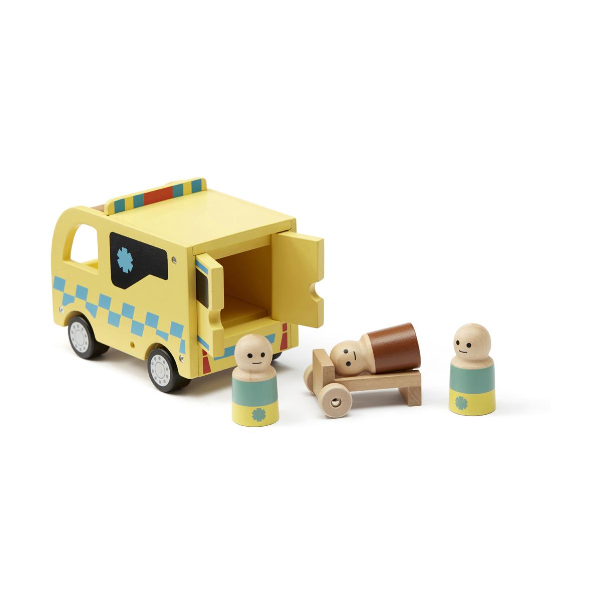Ambulance en bois jaune, bleu, KID'S CONCEPT