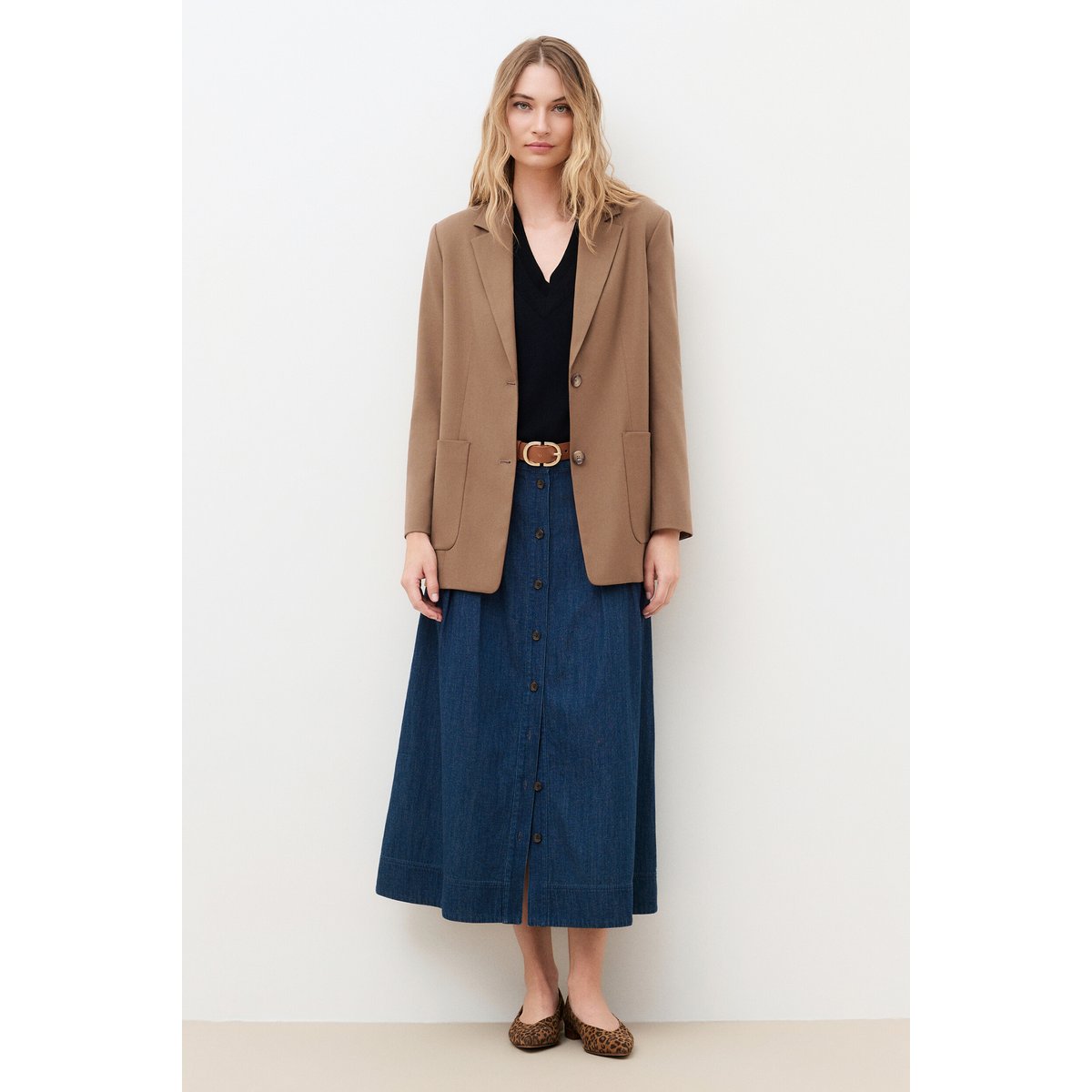 Veste droite col tailleur VCELESTE marron foncé, CAROLL