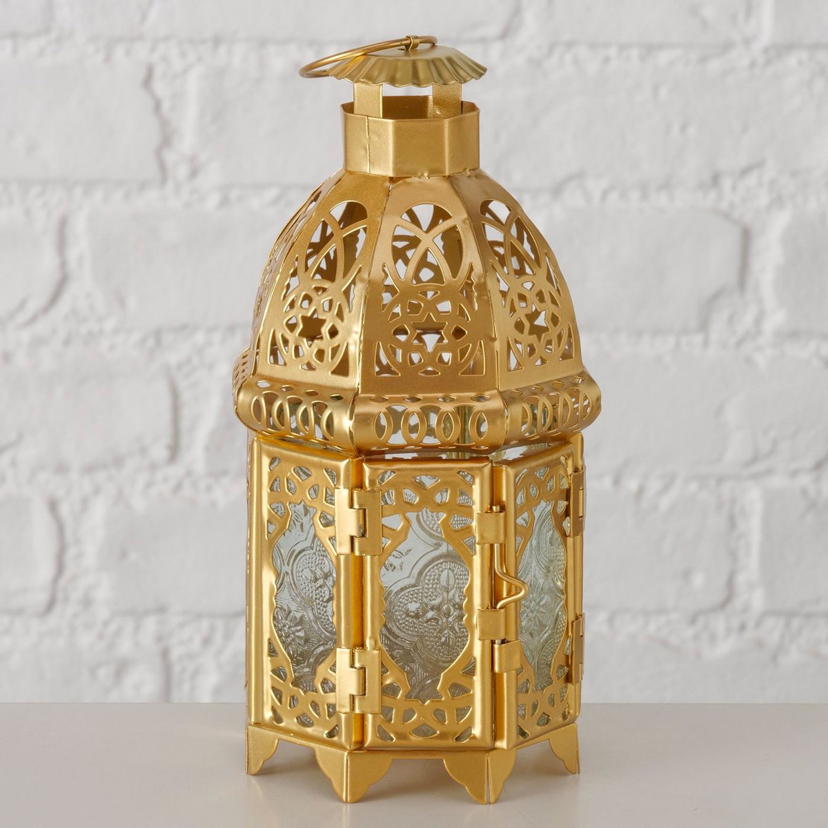 Lanterne métal doré style oriental 10x10x21cm doré, WADIGA