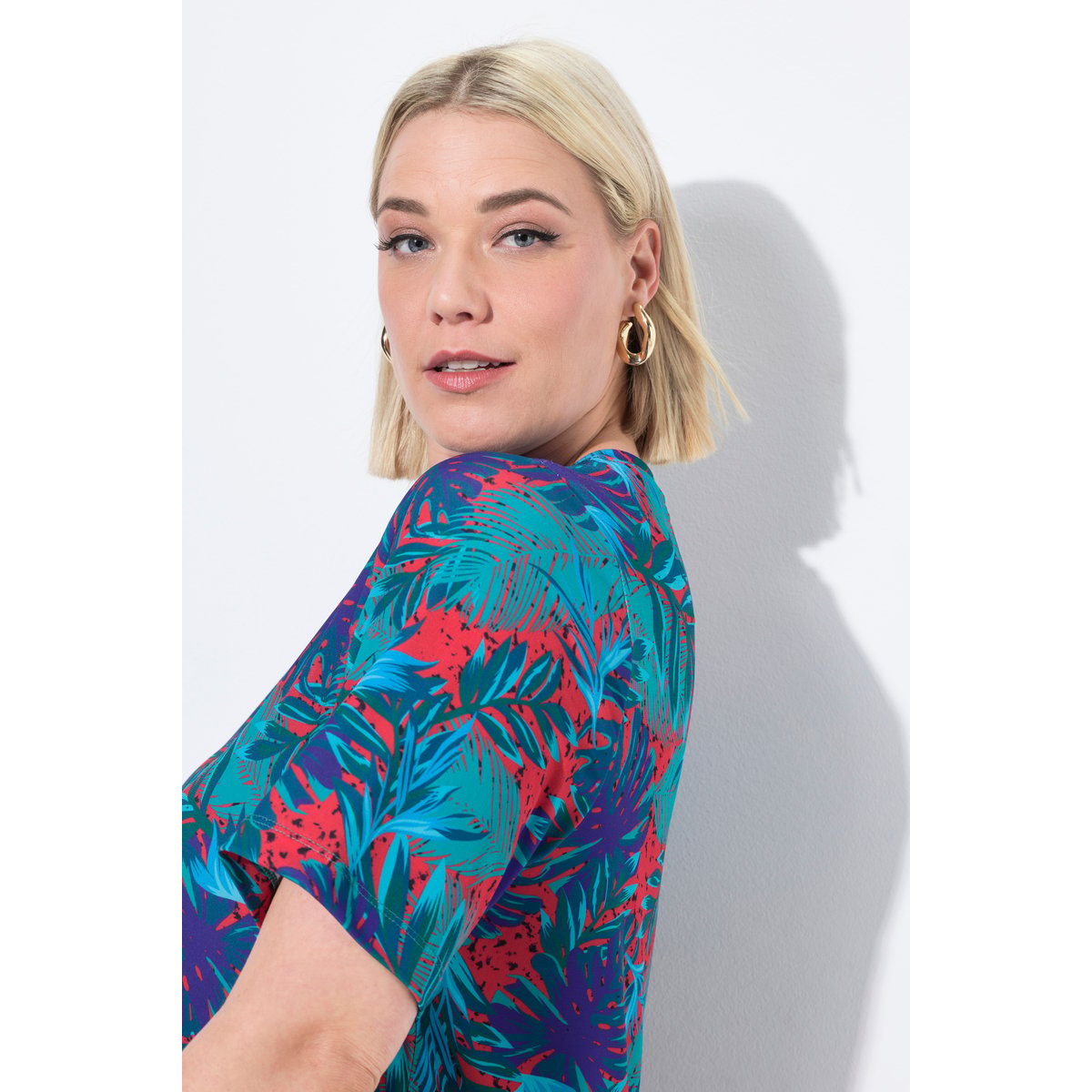 T-shirt long. Imprimé palmiers. salsa, ULLA POPKEN