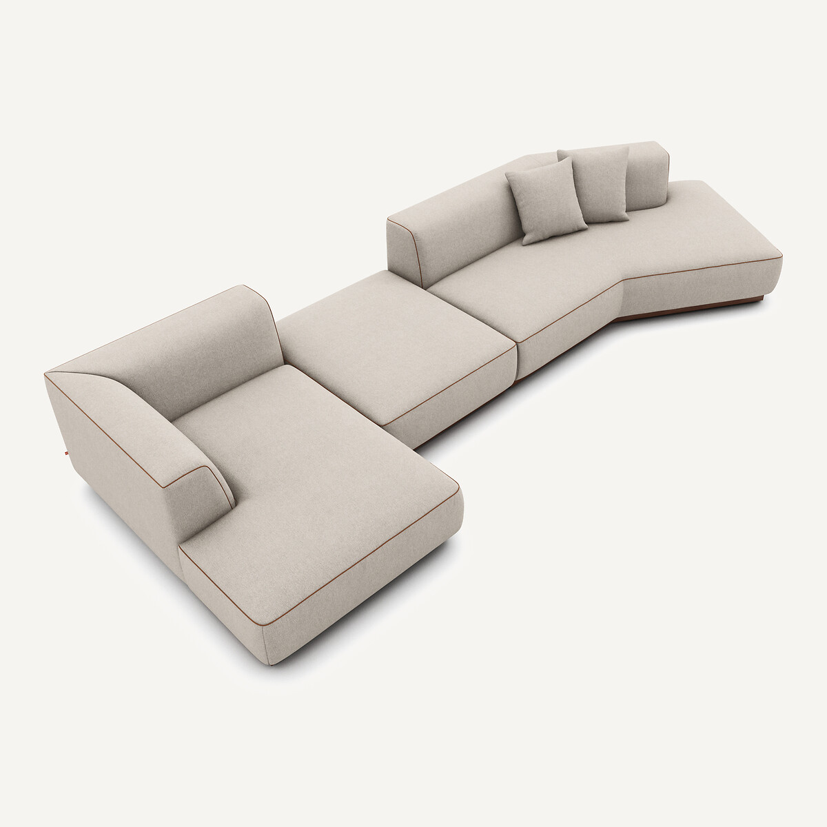 Canapé d'angle gauche ouvert avec repose-pieds en texturé viscose et lin, JACOPO naturel, AM.PM
