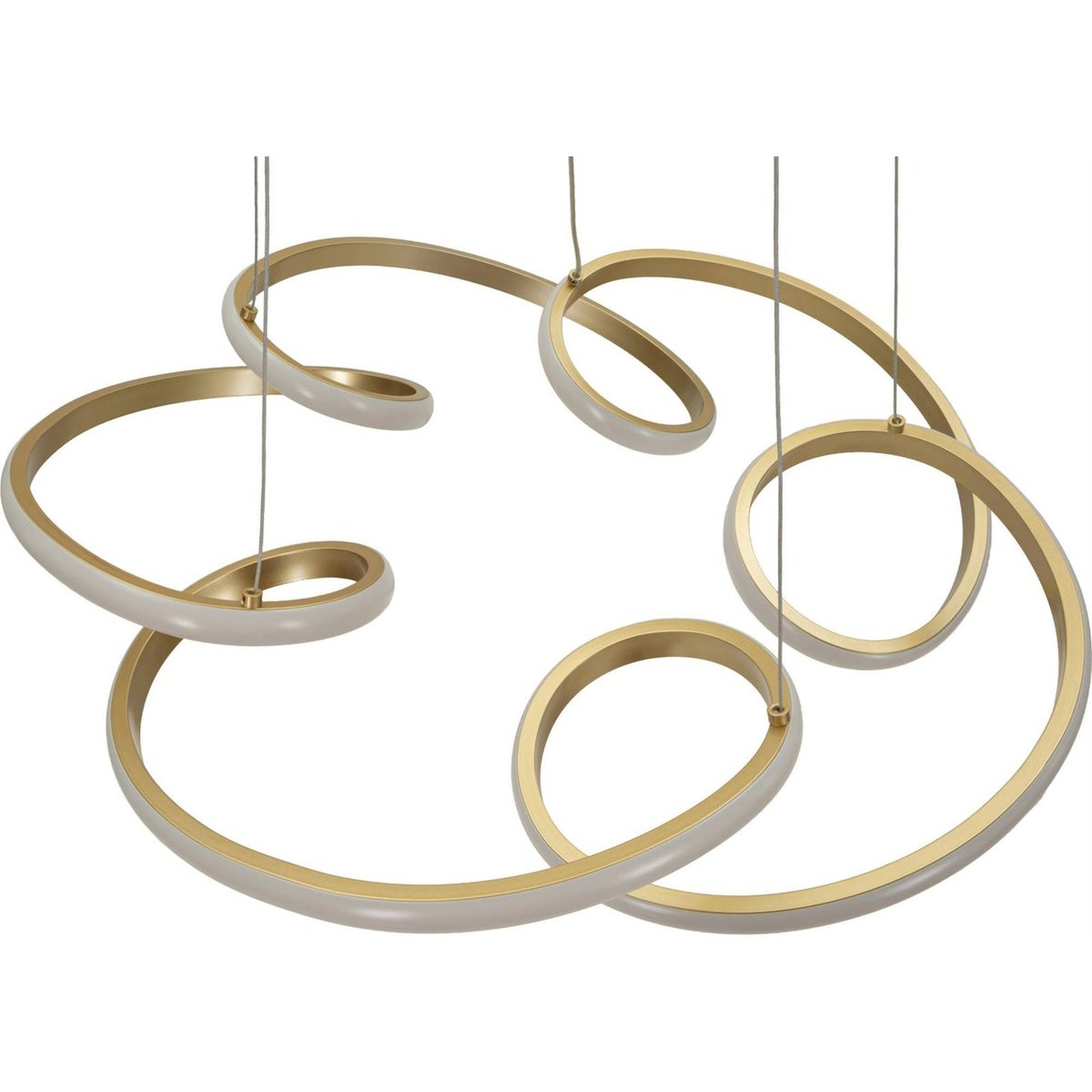 Suspension LED spirale hauteur réglable GLAM doré et blanc, RECOLLECTION