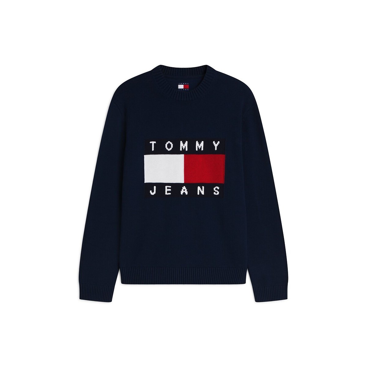 Camisola de gola redonda com logótipo marinho, TOMMY JEANS