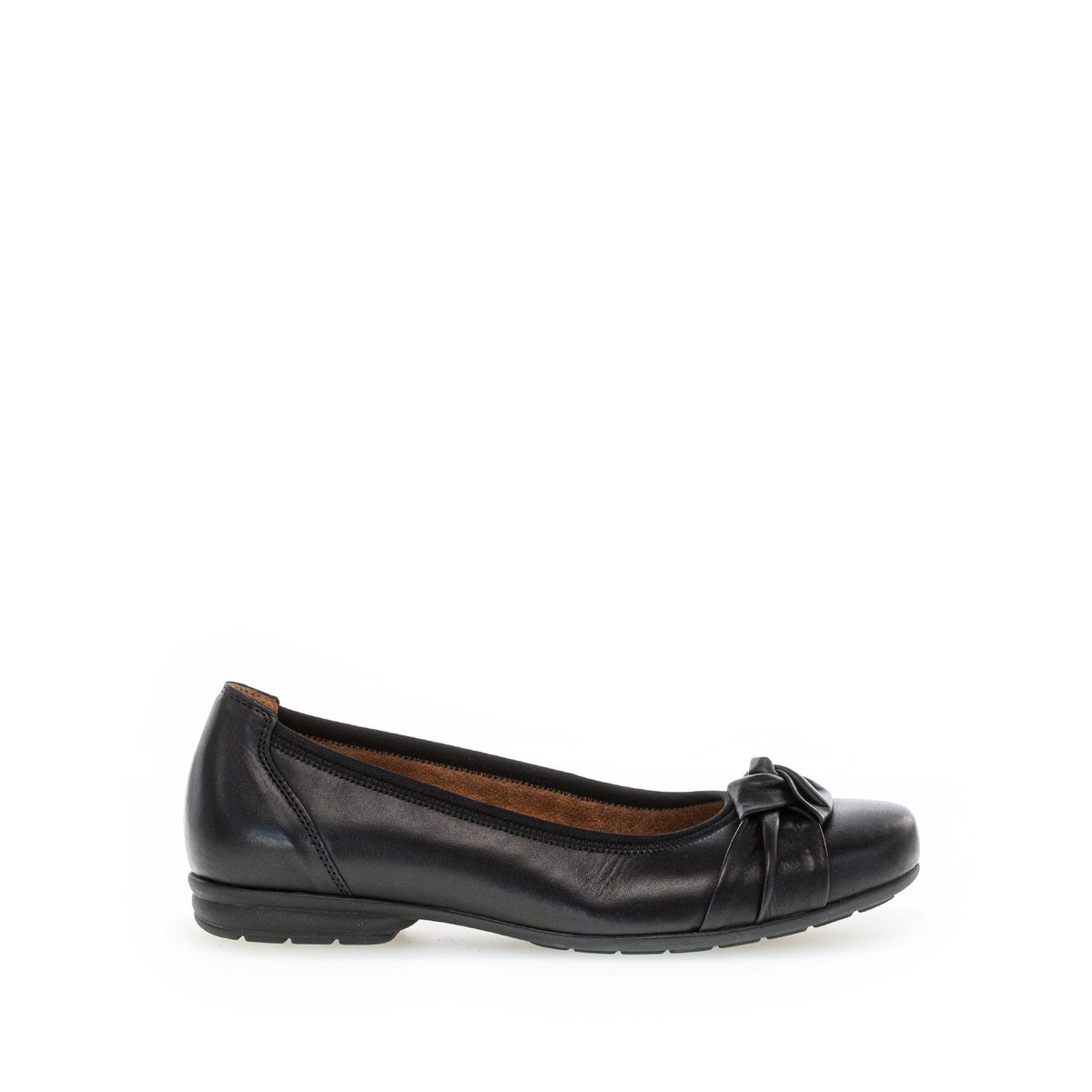 Ballerines en cuir lisse à talon décroché noir mat, GABOR