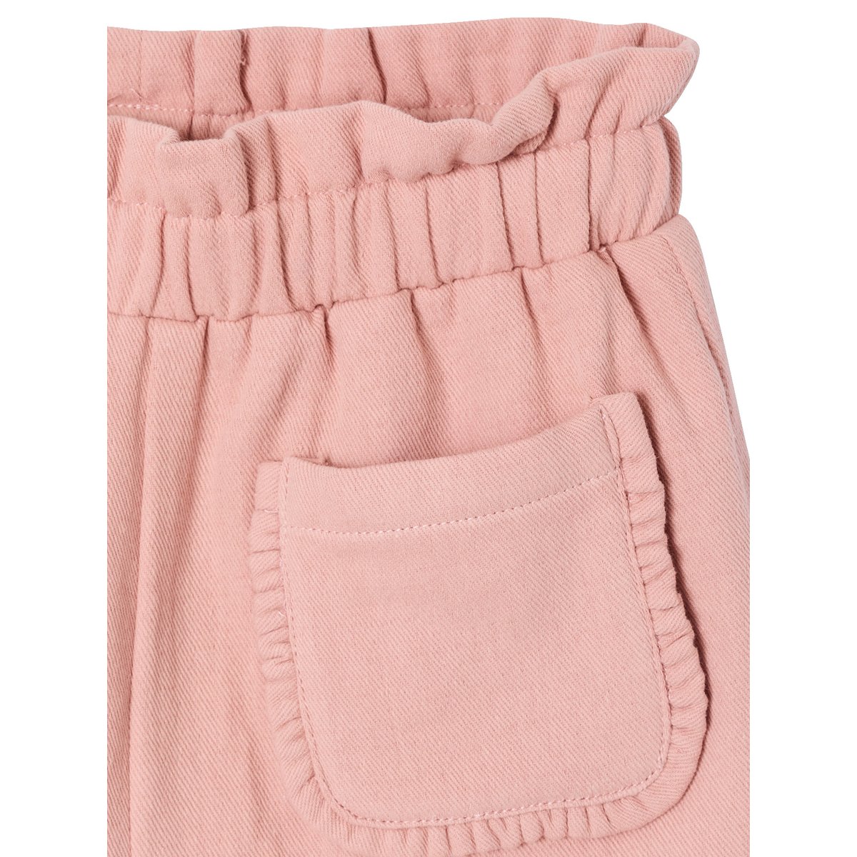 Short paperbag en twill rose poudré, VERTBAUDET