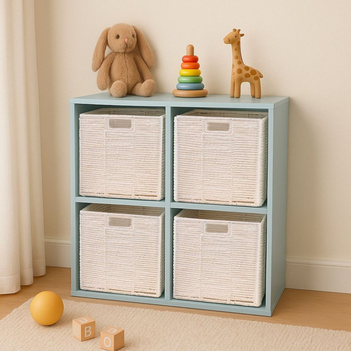 Cube rangement pliable en papier blanc 31x31x31cm blanc, ORNAMI