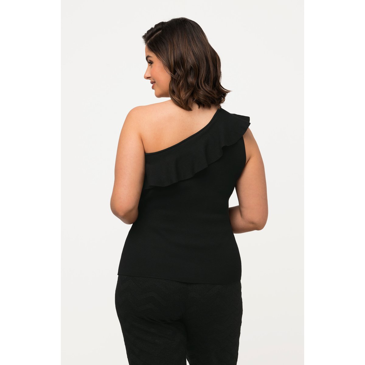 Débardeur asymétrique en maille, col rond noir, ULLA POPKEN
