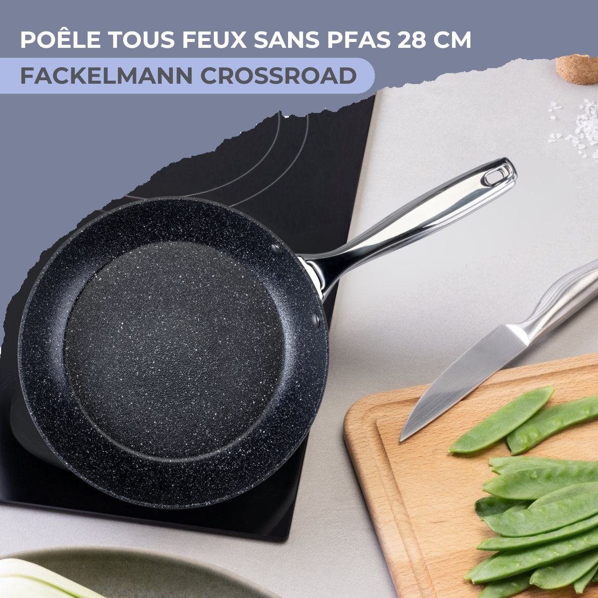 Poêle 28 cm fonte aluminium revêtement antiadhésif céramique gris,noir, FACKELMANN