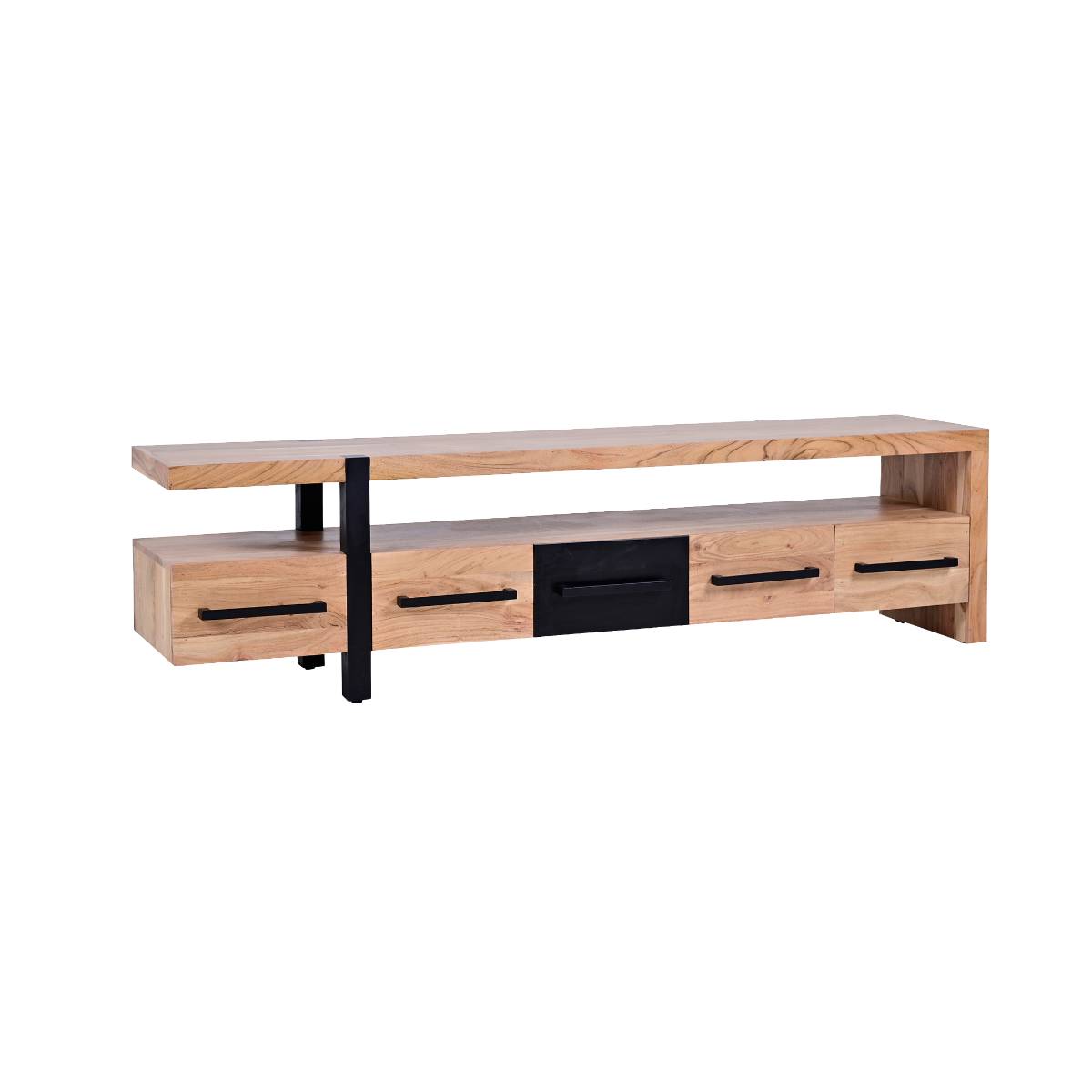 Meuble TV en bois d'acacia PRAIA bois clair, MADE IN MEUBLES