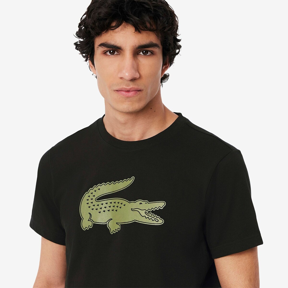 T-shirt de gola redonda Lacoste Sport preto/caqui, LACOSTE