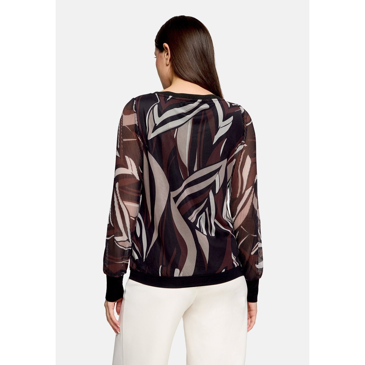 T-shirt à manches longues à plis taupe/black, BETTY BARCLAY