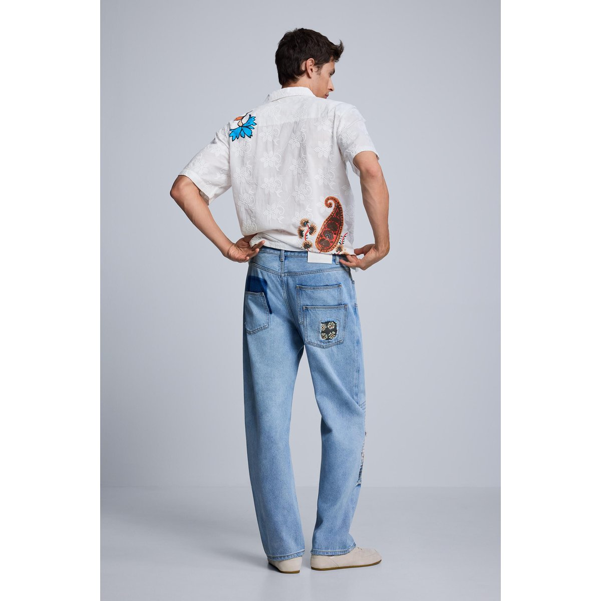 Jean droit imprimé bleu, DESIGUAL