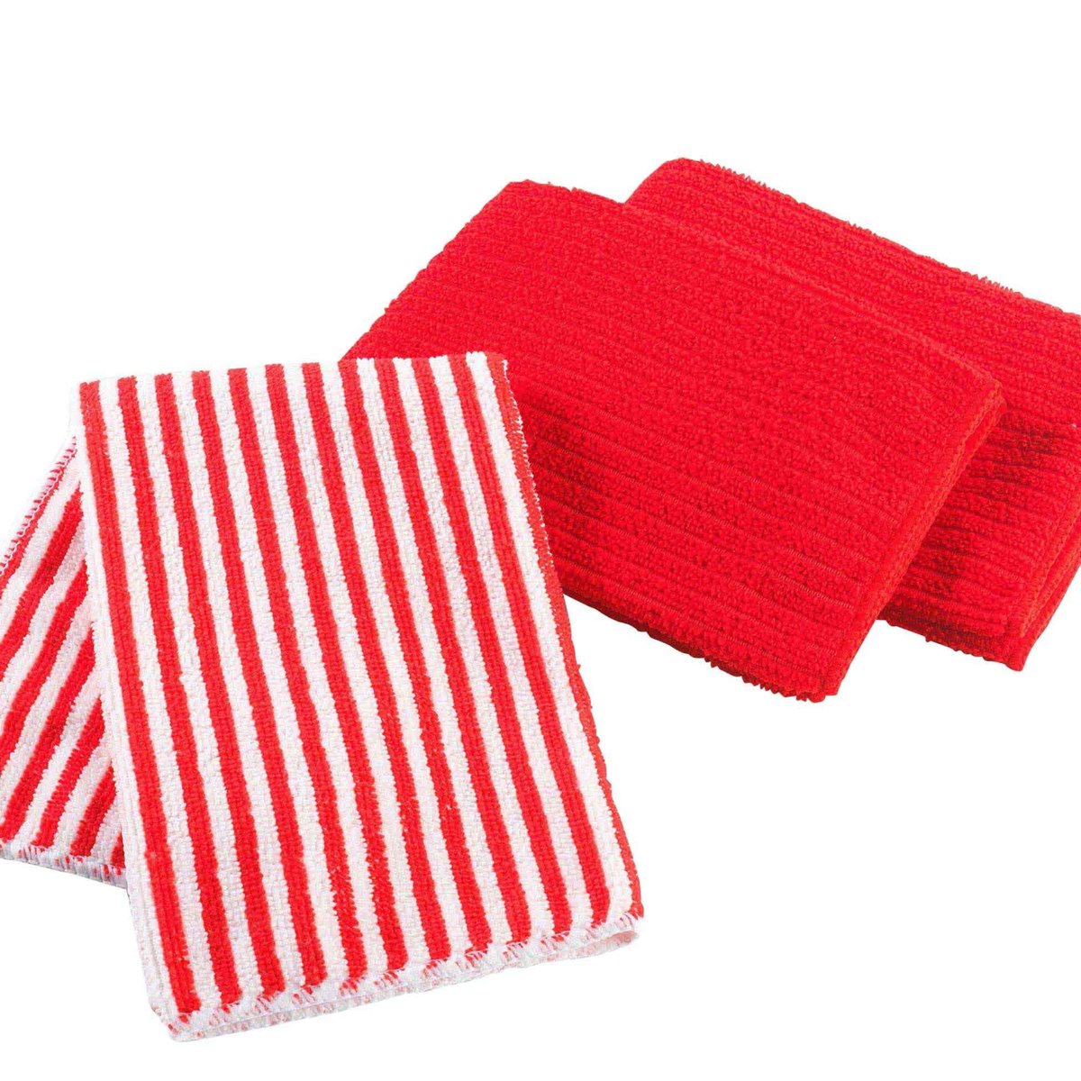 Lot de 3 torchons de cuisine en microfibre ultra-absorbants rouge, DOUCEUR D'INTÉRIEUR