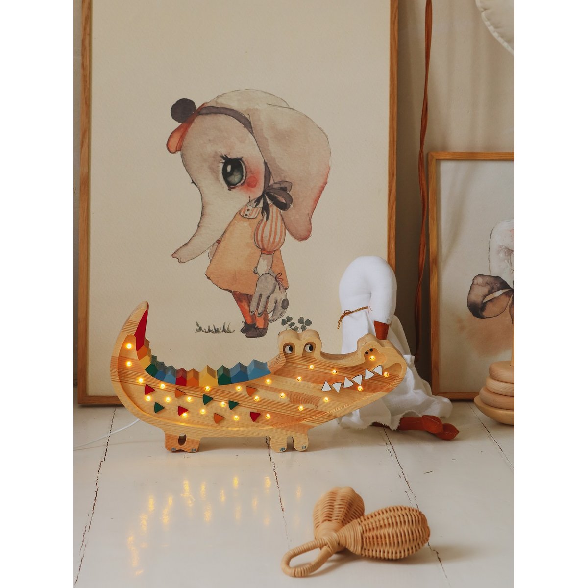 Lampe Veilleuse Crocodile beige, LITTLE LIGHTS