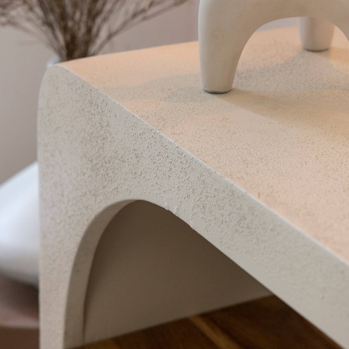 Console en bois effet béton DALVA blanc, MADE IN MEUBLES