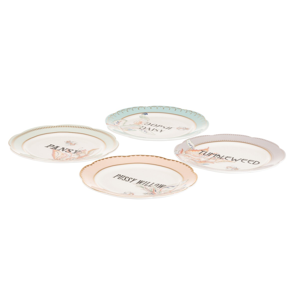 Set of 4 16cm Floral Tea Plates multi-coloured, YVONNE ELLEN