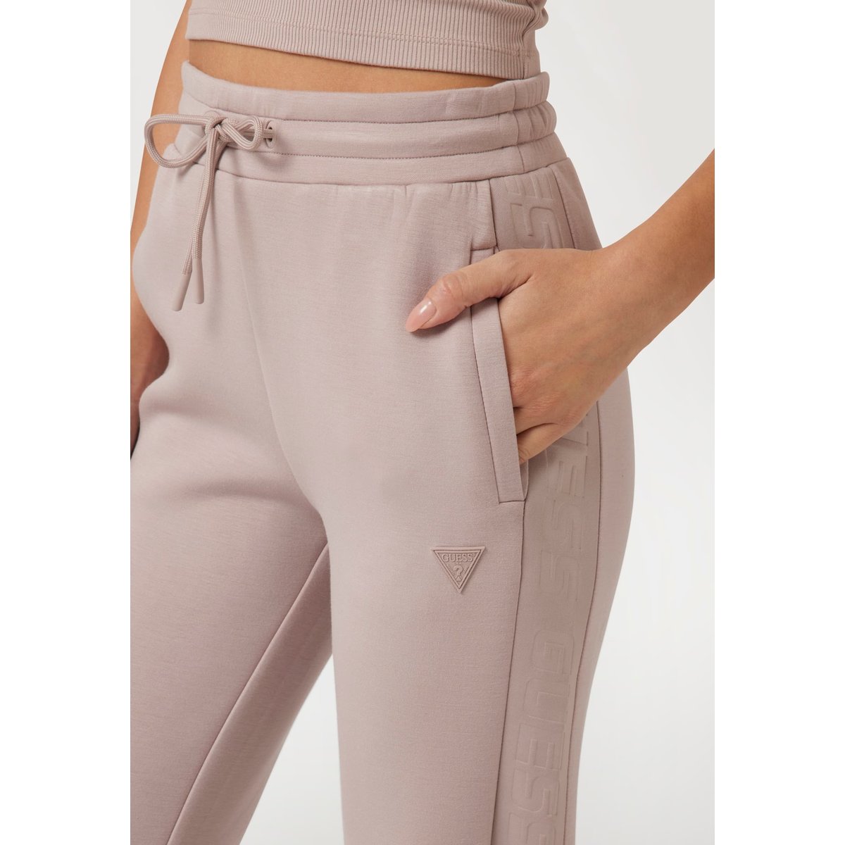 Pantalon Néoprène Logo Sur Le Côté rose poudré, GUESS
