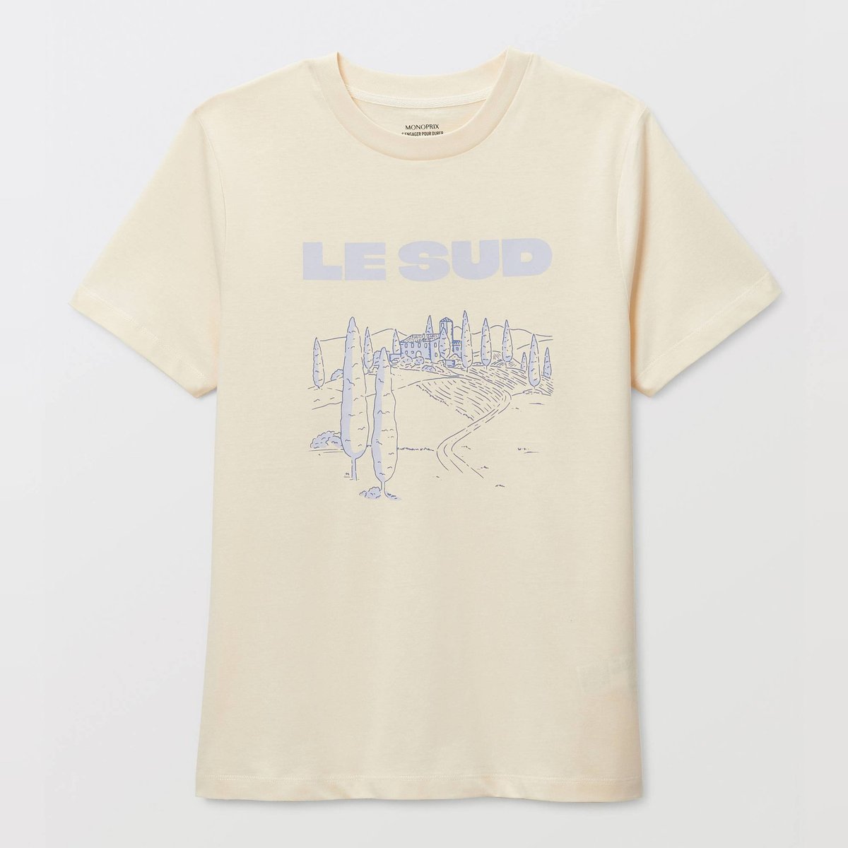 T-shirt à manches courtes avec imprimé placé butter cream, MONOPRIX