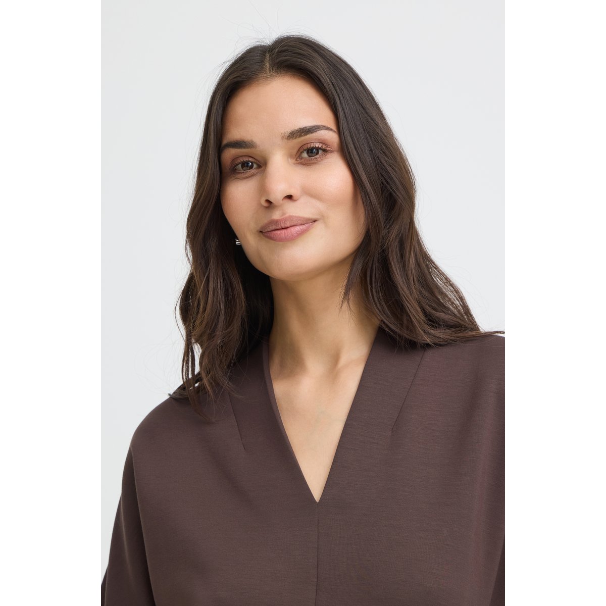 Robe manches courtes, coupe droite, longueur genou marron java, B.YOUNG