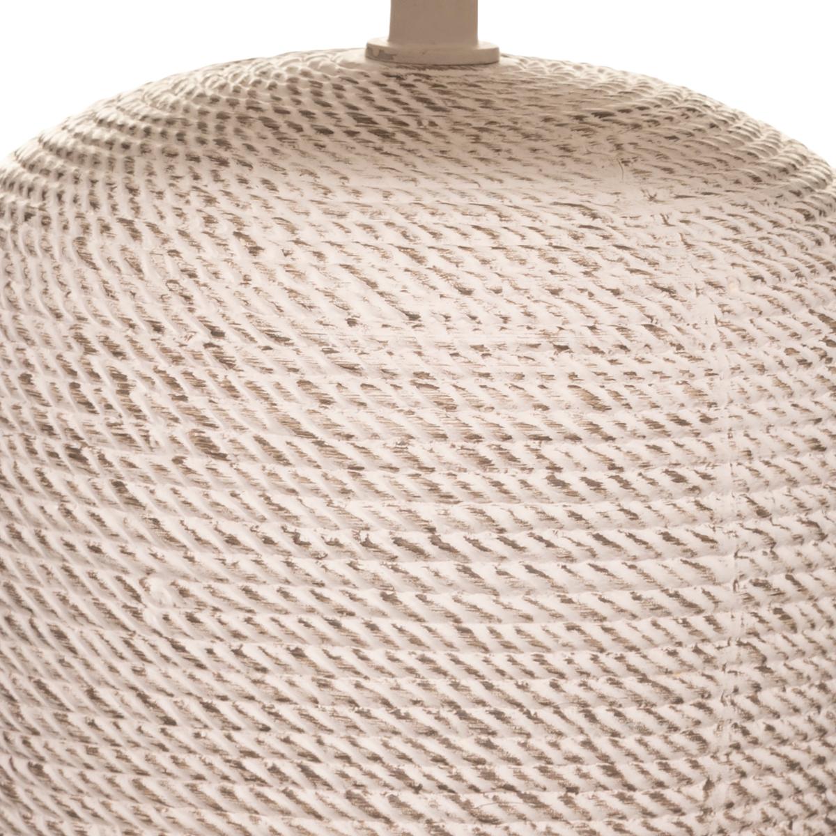 Lampe à poser en grès texturé abat-jour en coton DAVIA blanc, ATMOSPHERA