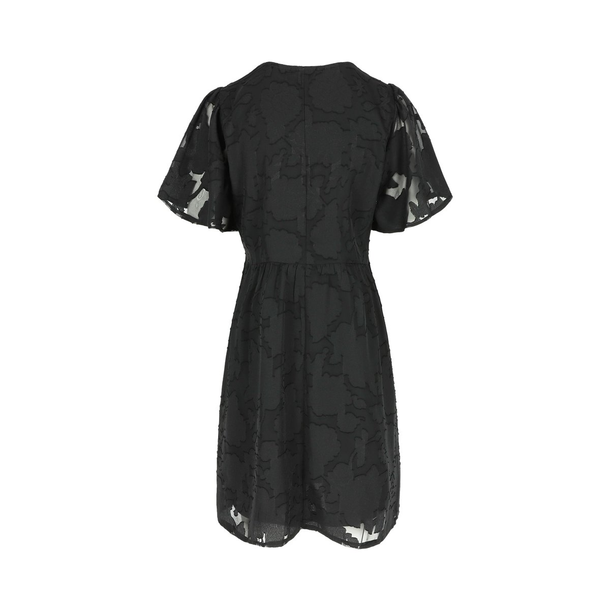 Robe babydoll à col V noir, LOLALIZA