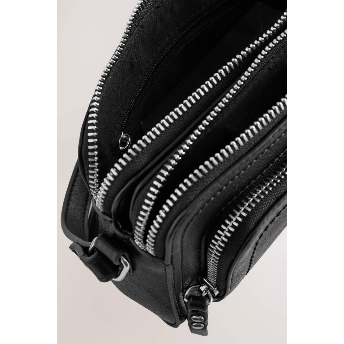 Sac à bandoulière double zip noir, NEXT
