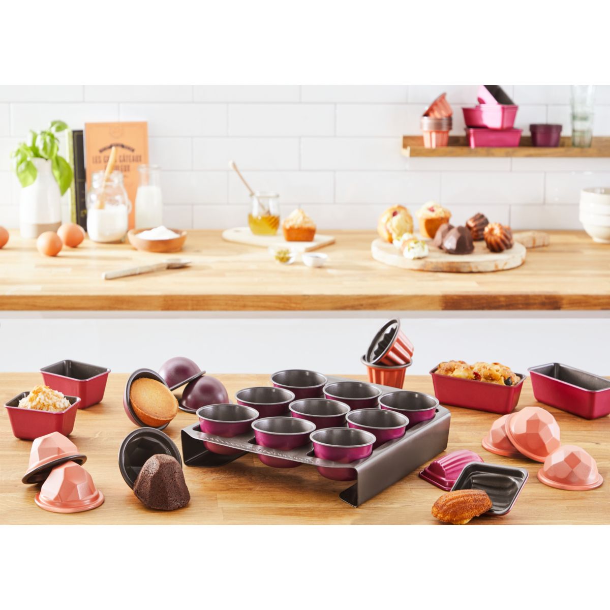 Moule à cake Creabake duo cake long 12.5 x 6.5 cm coloris unique, TEFAL