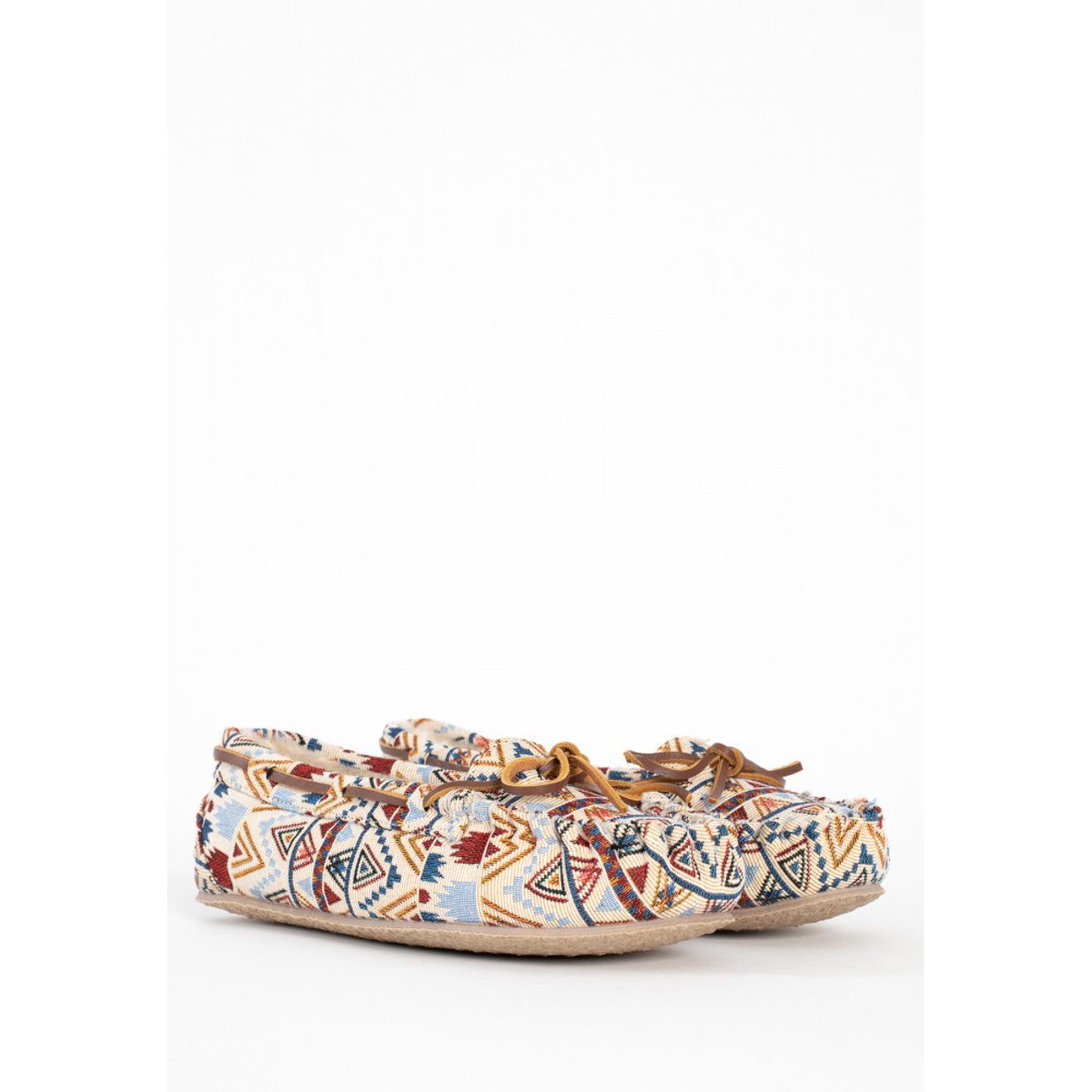 Mocassins en daim fourrés en laine CALLY imprimé floral, MINNETONKA