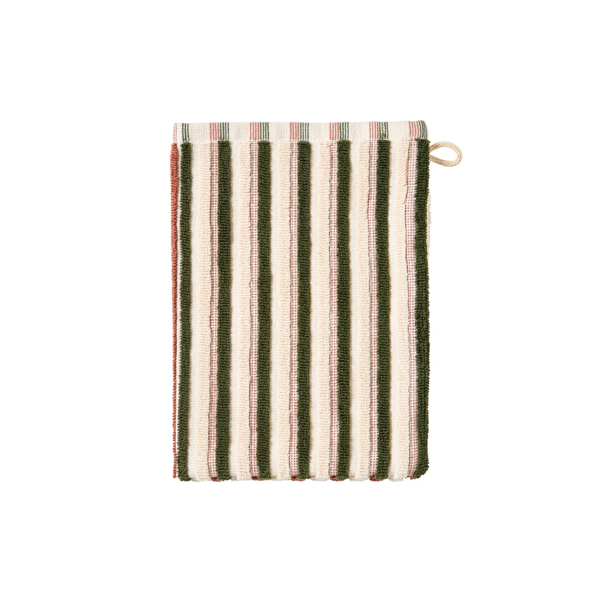 Gant de toilette coton double face COMBO kaki/ecorce, CARRE BLANC