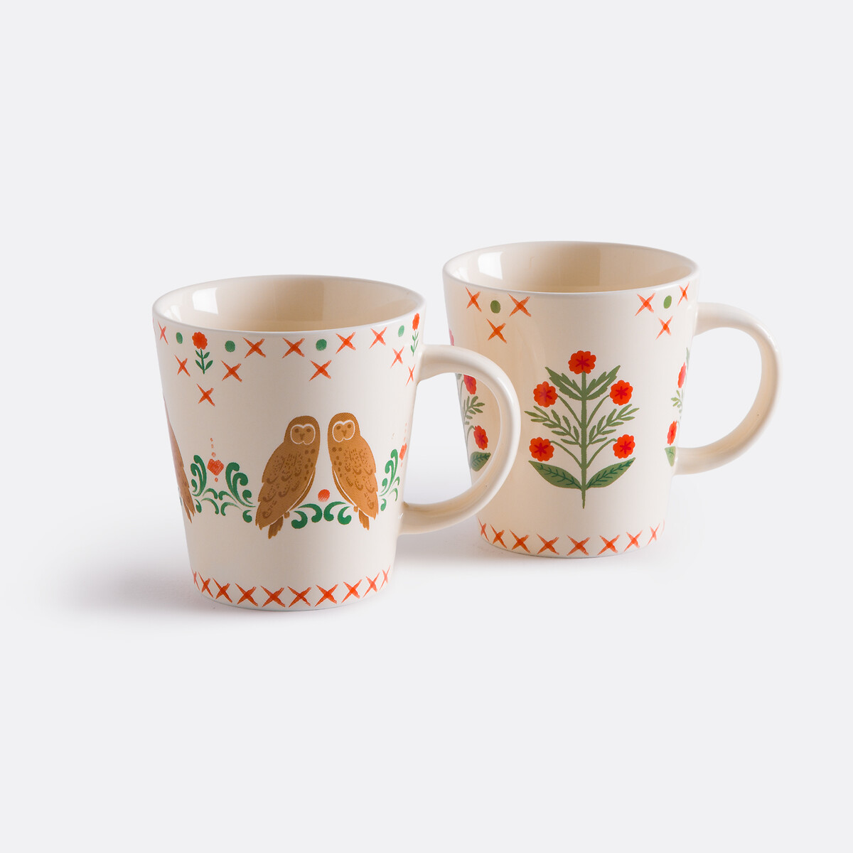 Lot de 2 mugs en porcelaine, Anselme multicolore, LA REDOUTE INTERIEURS