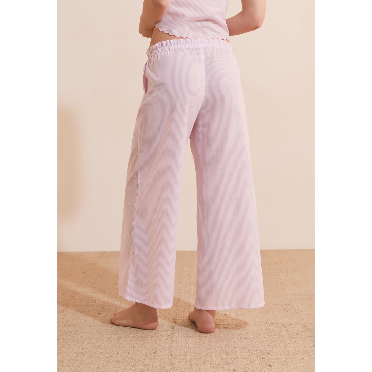 Pantalon de pyjama à rayures en coton TIME rose, ETAM